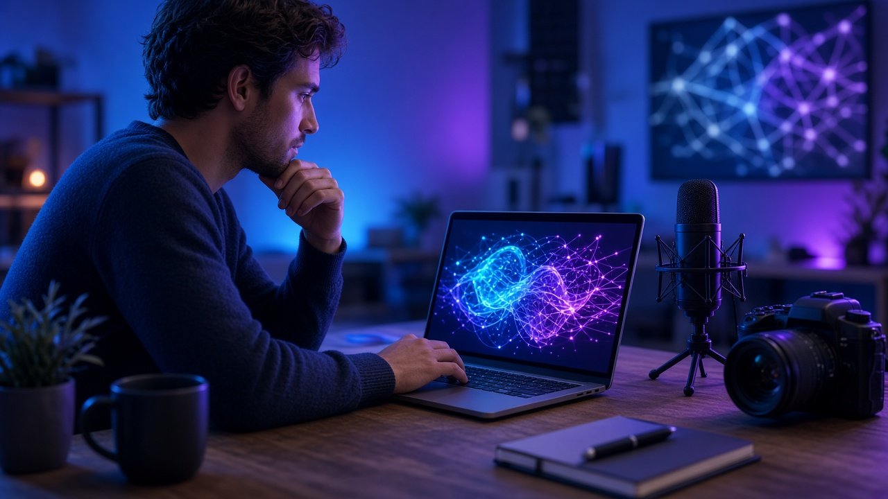 Content creator làm việc cùng công cụ AI