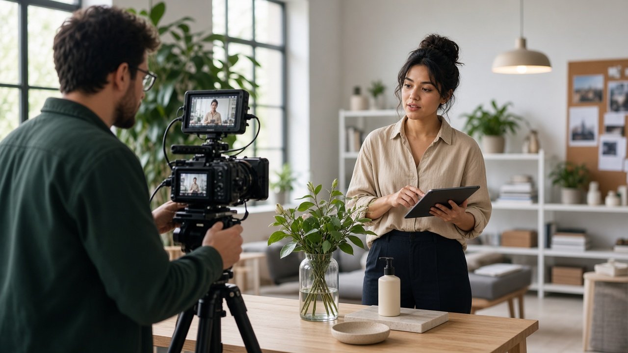 Đội content in-house quay video sản phẩm