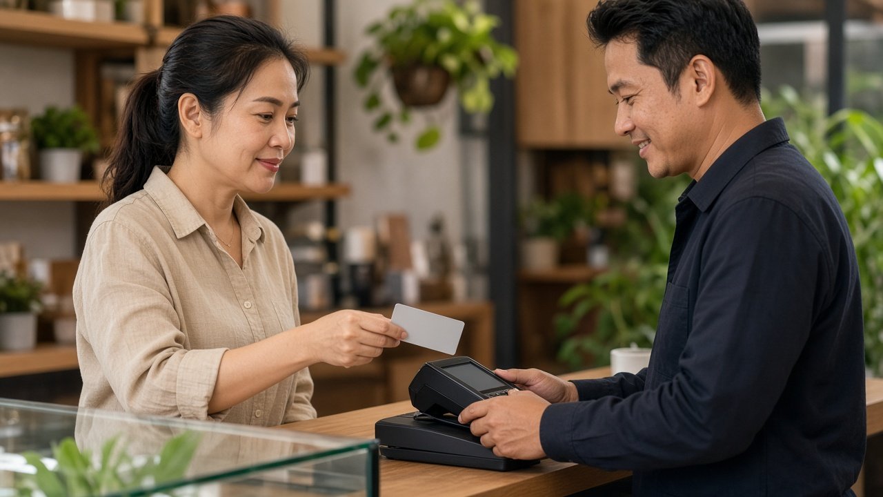 Chủ kinh doanh thanh toán bằng thẻ tín dụng